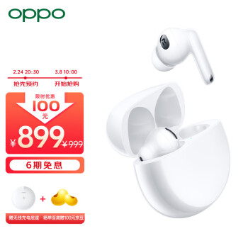 OPPO Enco X2真无线入耳式蓝牙耳机 降噪游戏音乐运动耳机 久石让调音 通用苹果华为小米手机 凝霜白