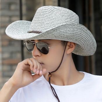 坤斯汀帽子草帽男春夏季2022户外百搭遮阳帽男士韩版户外休闲牛仔帽子