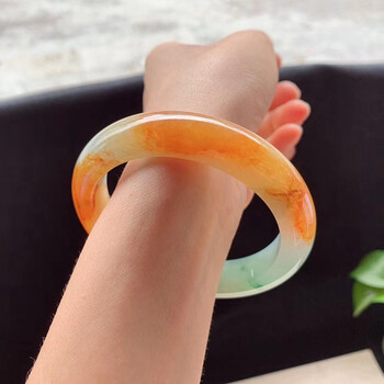 zdck黄翡红翡翡翠手镯缅甸糯种阳绿翡翠玉手镯冰糯种5960mm