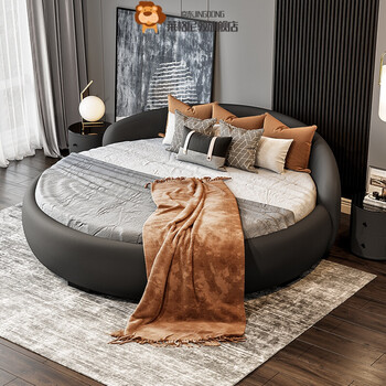 圆床双人床2米 主卧家用圆床北欧圆形大床 现代简约2米主卧双人床婚床