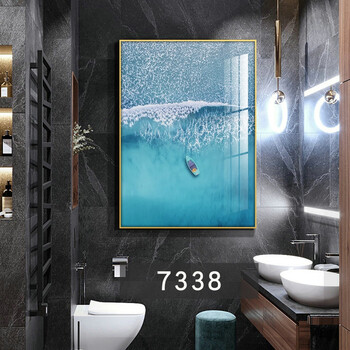 轻奢挂画洗手间厕所墙面壁画浴室趣言023040cm单幅9mm薄板亮丽水晶膜