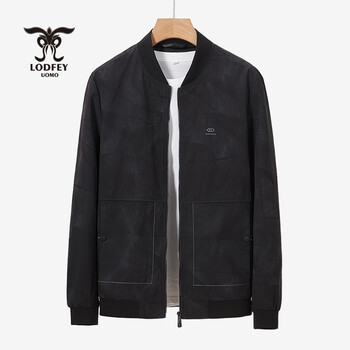 龙达飞春季专柜同款男士时尚休闲印花黑色夹克外套j11216q1黑色m170