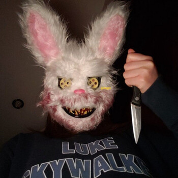 【精选】抖音同款万圣节血腥兔子毛绒面具万圣节鬼节恐怖面具可爱兔子