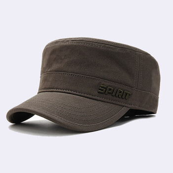 佰吉川 后封口帽子男春秋季平顶帽全封口鸭舌帽遮阳帽休闲纯棉全封闭帽子 军色 均码