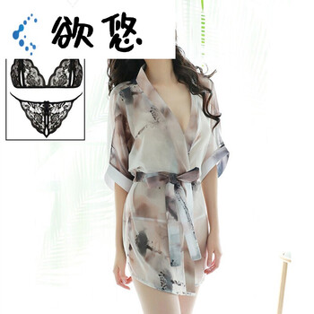 内衣超内裤性感睡衣女夏极度免脱夫妻情调露背办事方便妩媚诱人水墨灰