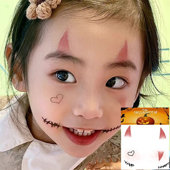 小恶魔娃娃妆容万圣节纹身贴可爱卡通脸贴纸疤痕cos腮红 主图款-4张