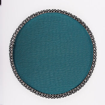高密度海绵防滑垫布艺藤椅垫打坐拜佛坐垫圆椅垫悠云鸟亮青色453cm