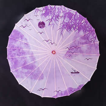 舞蹈伞装饰伞复古伞吊顶绸布伞古风儿童10月8日发完紫色紫竹林82cm