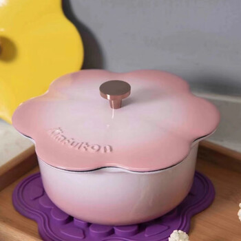 金孚顿珐琅铸铁锅金孚顿铸铁珐琅锅花瓣锅16cm16cm粉色