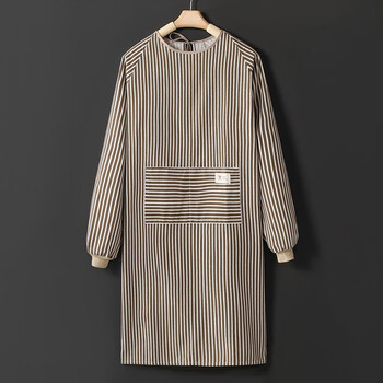 棉麻长袖围裙家用厨房反穿罩衣女工作服纯棉做饭干活穿的衣服围腰