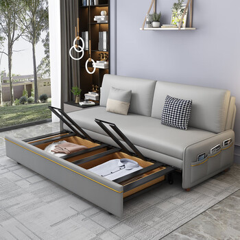 多功能沙发床可伸缩两用小户型客厅现代简约储物科技布单双人推拉两用