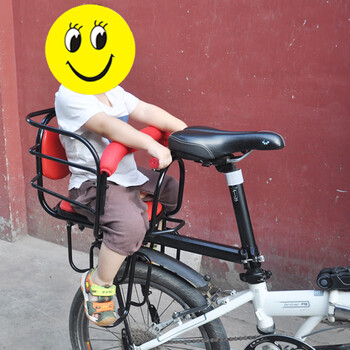 带把手加高加厚折叠山地车儿童后置宝宝座椅后座 自行车儿童座椅