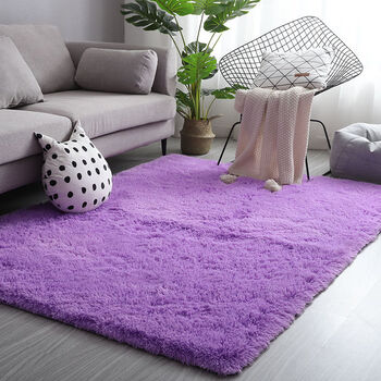 地毯客厅卧室满铺可爱网红同款床边地毯可定制纯色紫色120里米200里米