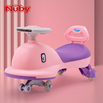 车儿童万向轮防侧翻大人可坐宝宝妞妞溜溜车摇摇车滑行玩具车 粉色
