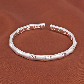 拜星竹节镯子银手镯女节节高升s9999银镯子情人节礼物送女友送老婆a