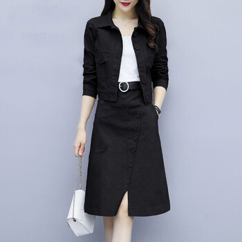 恒源祥连衣裙女装2021年秋季新款女装韩版气质减龄显瘦秋冬连衣裙长袖秋装小个子两件套套装裙子女 卡其 L