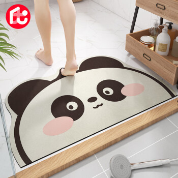 丝轩硅藻泥地垫门垫地毯40x60cm，卫浴防滑可爱萌集集熊猫设计