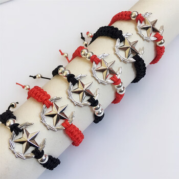 誉尚荣520情人节礼物领花l手链925银领花军恋编绳橄榄手链五角星兵