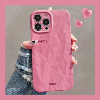 苹果13promax简约纯色小众情侣12二合一防摔创意 褶皱二合一简约粉色