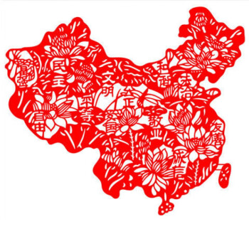 手工制作中国地图剪纸图片