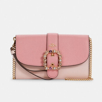 蔻驰 coach 奢侈品 女士小号粉色皮质单肩斜挎包手拿包 c3227 implp