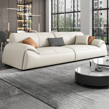 拉芙菲(lff)真皮沙发客厅意式极简头层牛皮简约轻奢直排皮艺沙发8253