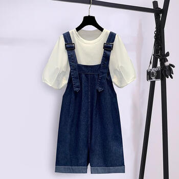 奢曼莲儿童衣服女10到12岁套装夏季中大童夏款15岁女装童牛仔背带裤大