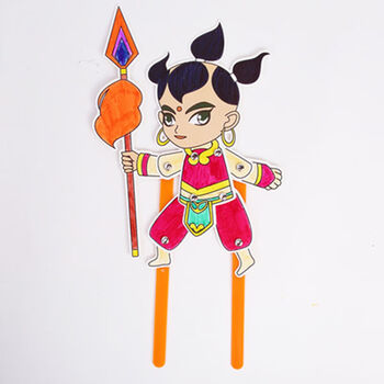 皮影戏材料包儿童手工diy卡通人物材料包幼儿园创意拼装玩具亲子互动