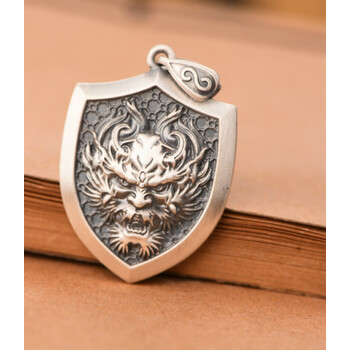 老凤凰999实心盾牌吊坠男复古个性霸气猛禽猛兽吊坠项链潮男龙吊坠20