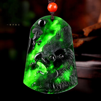 墨韵雕刻墨翠雄鸡报喜a货翡翠吊坠男士翡翠挂件孤品