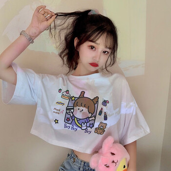 运动上衣夏季盐系中小学生韩版潮流半袖薄款五分袖 白色【小可爱】 s