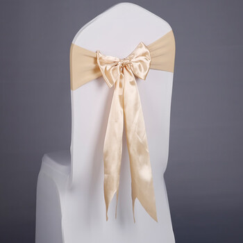 免系弹力椅背装饰婚庆蝴蝶结椅套装饰酒店饭店椅背花纱宴会丝带绑2个