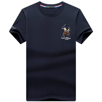 保罗polo短袖t恤男2022夏季新款骑士刺绣圆领男士体恤时尚潮牌宽松大