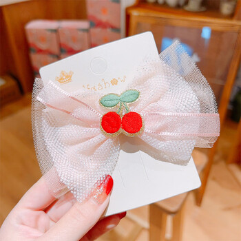 儿童可爱樱桃蝴蝶结发夹头饰韩国女童小女孩甜美网红发卡后脑勺夹樱桃