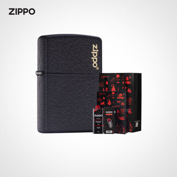 ZIPPO之宝煤油防风打火机 黑裂漆236商标机油礼盒 礼品礼物 黑裂漆-经典商标