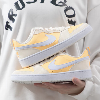 耐克（NIKE）女鞋2024夏新款COURT BOROUGH运动休闲鞋低帮透气大童板鞋DV5456 DV5456-107 /黄橙白色 37.5