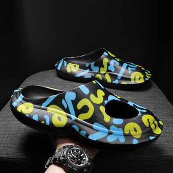 椰子拖鞋潮男外穿夏季情侣网红洞洞鞋ins潮厚底包头大码沙滩拖 黑色