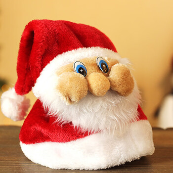 圣诞节装饰帽子加厚 圣诞节装饰品长绒棉卡通圣诞帽子成人儿童礼物