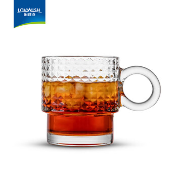 乐唯诗（LOVWISH）ins可叠咖啡杯冰美式冷翠拿铁拉花杯玻璃杯饮料果汁杯花茶杯 乐雅叠叠杯【晶格透明】300ml1只