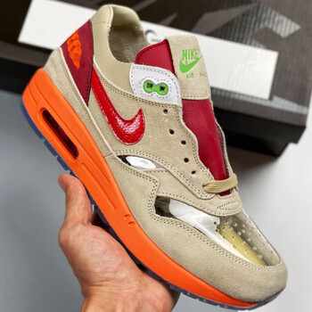 max 1 x clot陈冠希联名 死亡之吻 气垫运动休闲跑步鞋透明透气鞋 米