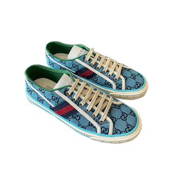 gucci古驰男士蓝色1977系列帆布运动鞋ak蓝色英码6