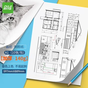 递乐工程制图纸-A1画纸加厚学生手抄报手绘画建筑设计机械快题画图原稿纸价格走势及评测