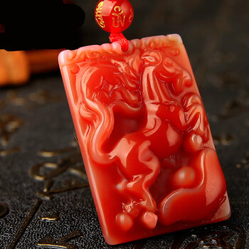 红玛瑙马吊坠生肖挂件吉祥物饰品玉坠男女属相2022吉祥佩戴物礼物