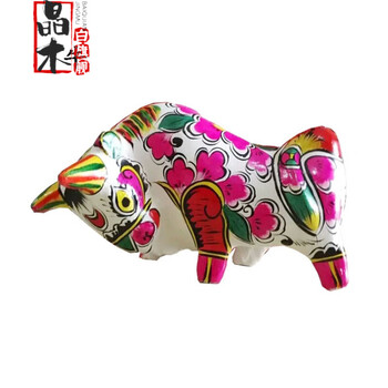 泥塑摆件12生肖马羊猪年礼物立体民俗特色工艺摆件抖音同款 彩色牛