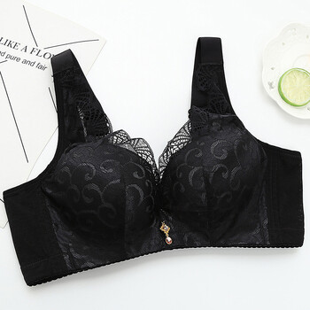 小胸平胸加厚背心式蕾丝调整型内衣聚拢无钢圈文胸 黑色 75a【图片