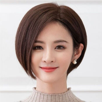 假发女短发仿蓬松修脸波波头中分偏分圆脸短直发全头套自然黑发网