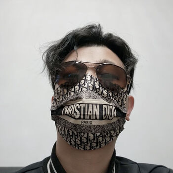 女轻薄透气nba北脸bm联名时尚中国风潮流网红nk蓝色火焰字母印花口罩