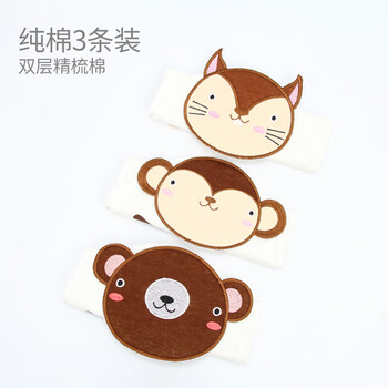 吸汗巾儿童纱布垫背巾宝宝加大幼儿园隔汗巾毛巾小孩t55组合c狐狸猴子