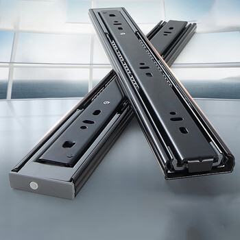 抽屉三节轨阻尼缓冲轨道滑道电脑桌键盘托架二节导轨橱柜滑轨20寸50cm
