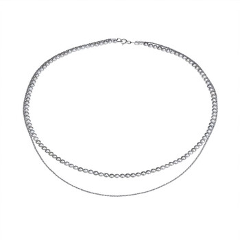 老鳯详银灰色珍珠双层项链女复古气质优雅精致时尚百搭饰品毛衣珠双层